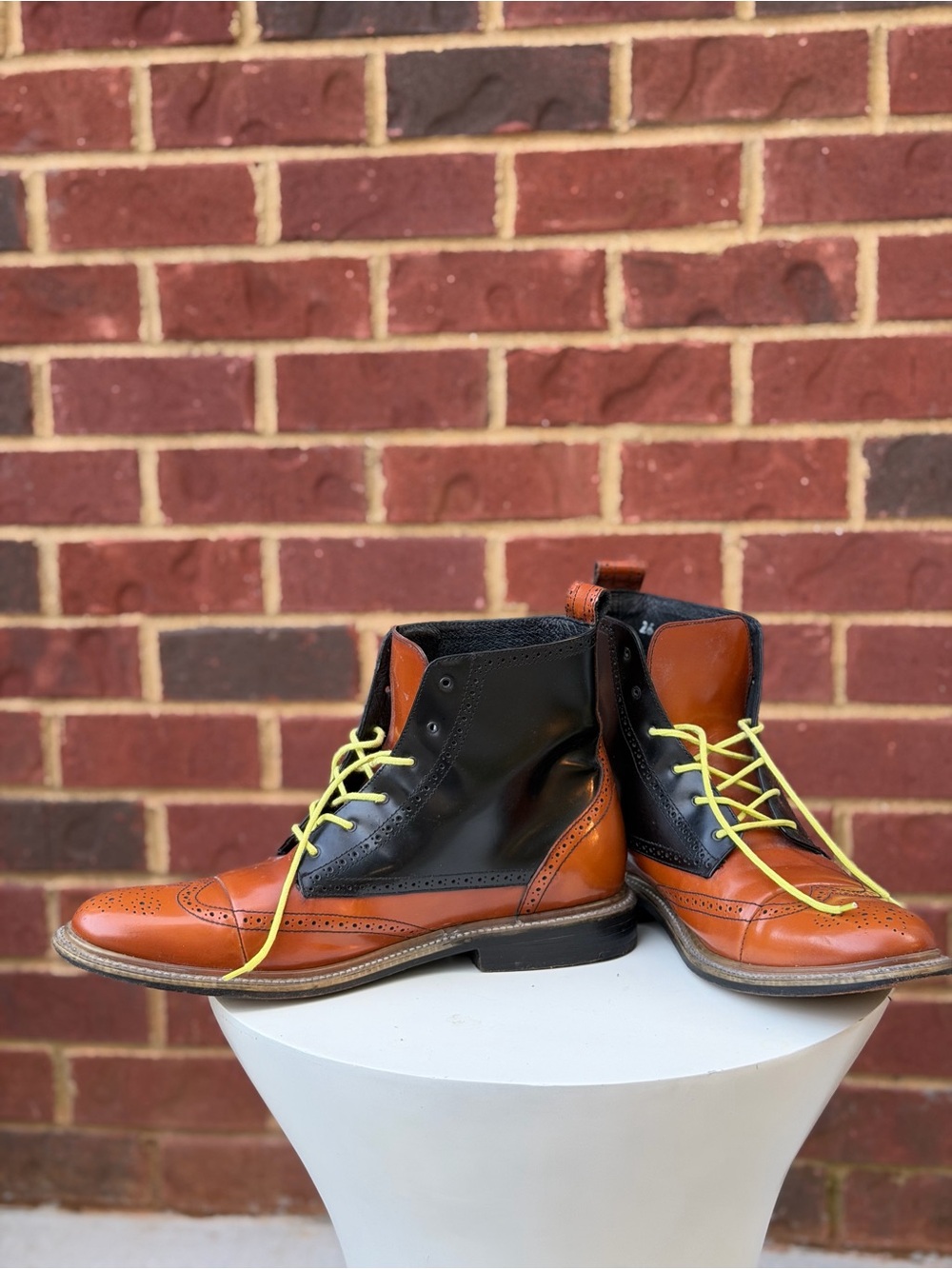 J.D. Fisk Men’s Two-Tone Leather Wingtip Boots | Size 11.5